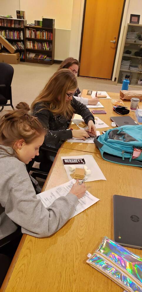 Educational Careers students working on a Bloom's Taxonomy smores assignment.