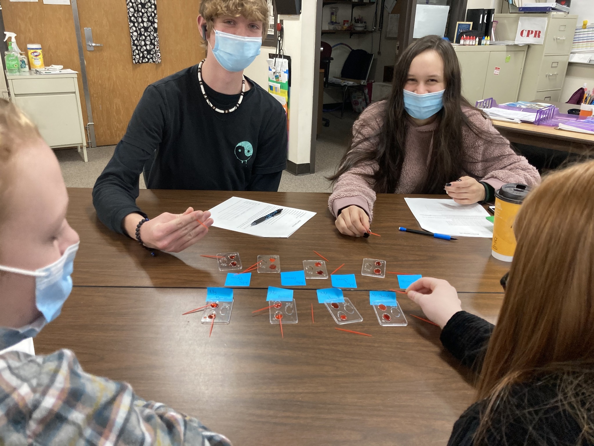 Health students doing an activity in class.