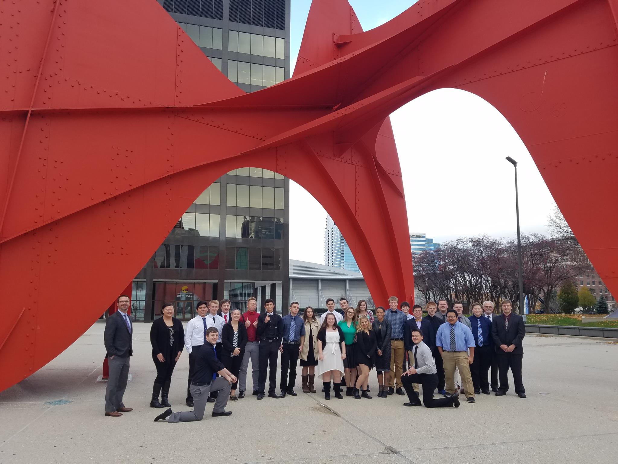 The criminal justice students on a field trip to the Grand Rapids court.