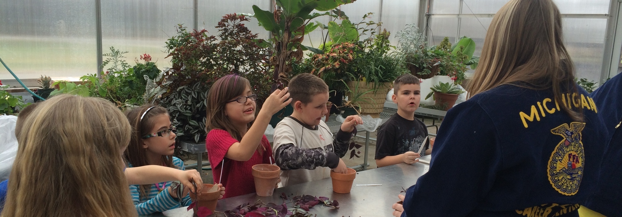 2nd grade students at Montcalm Area Career Center learning about plant science.