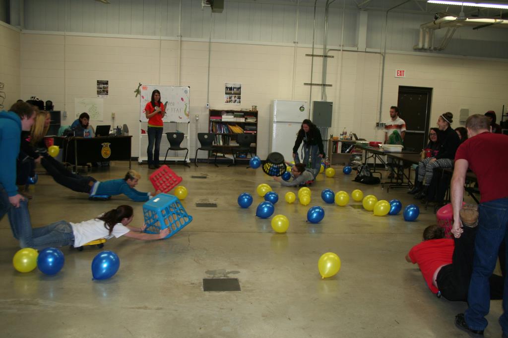 We played human hungry hungry hippos after the pancake breakfast. It was fun.