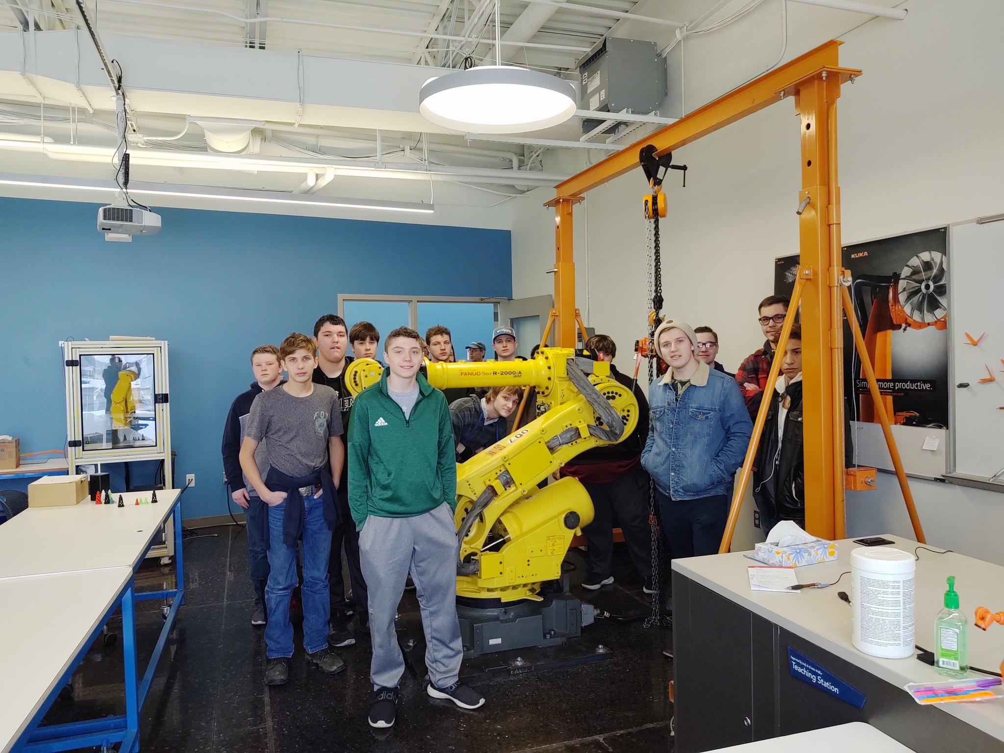 CAD students on a field trip to the Montcalm Community College robotics lab.