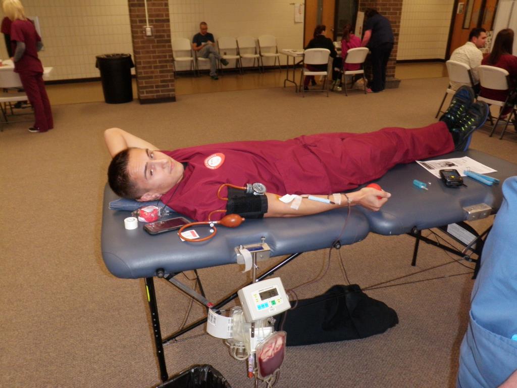 Health students organized and gave blood at the Red Cross Blood Drive.