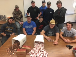 Several MACC students who helped raise money in the penny war.