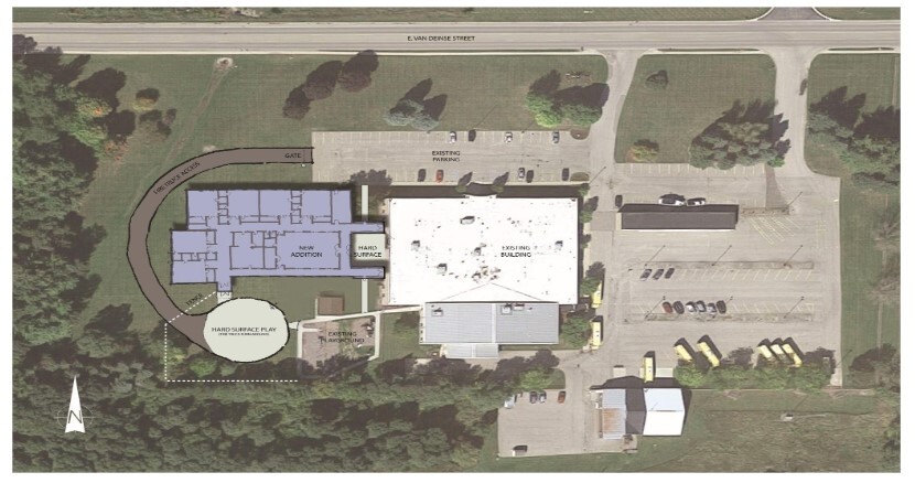 This is an aerial view of the proposed addition to the Seiter Education Center. 