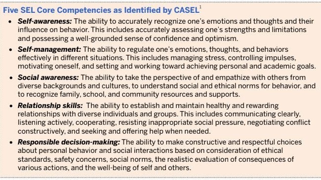 Five SEL Core Competencies as Identified by CASEL